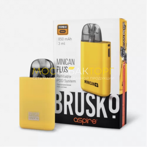 Перезаправляемая Под-Система Бруско Миникан Плюс (Brusko Minican Plus) 850 mah, Желтый