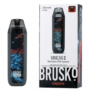 Перезаправляемая Под-Система Бруско Миникан 3 (Brusko Minican 3) 700 mah, Серый Флюид