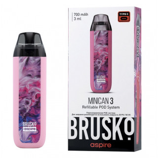 Перезаправляемая Под-Система Бруско Миникан 3 (Brusko Minican 3) 700 mah, Розовый Флюид
