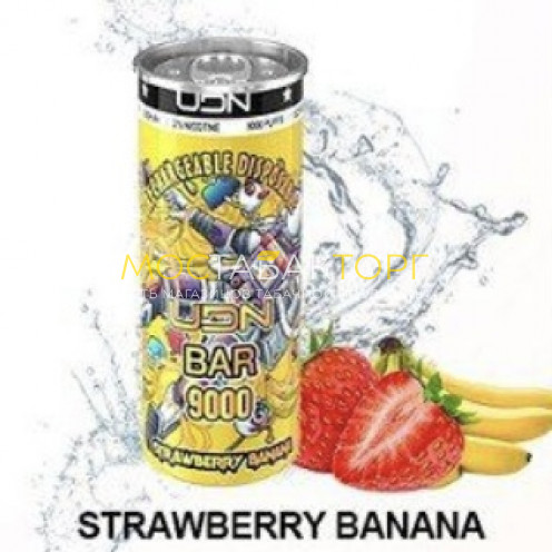 Электронная сигарета UDN BAR 9000 Strawberry Banana (УДН Бар Клубника Банан)